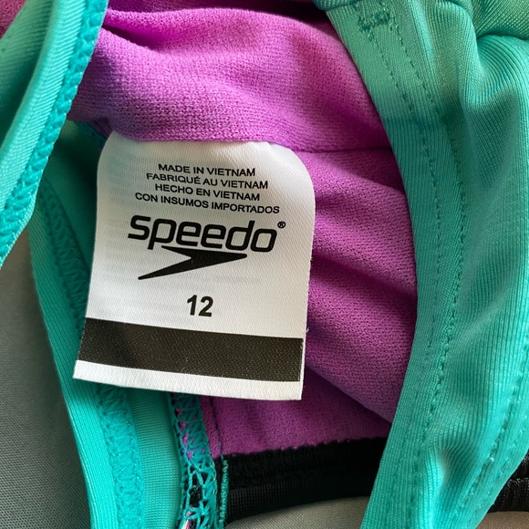 SPEEDO Green and Purple 1 piece Swimsuit.Size 12 - Picture 5 of 8